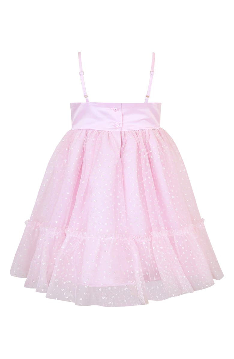 Zunie Kids' Glitter Mesh Bow Fit & Flare Party Dress, Alternate, color, Pink