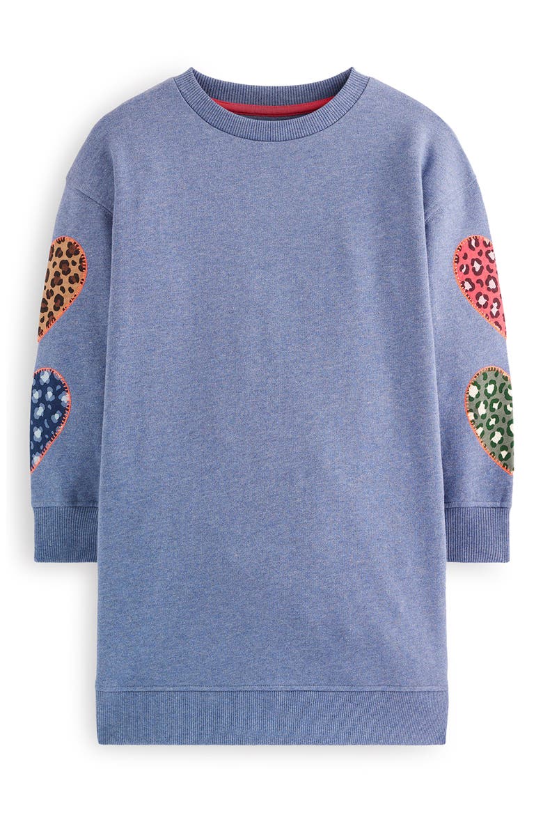 Kids' Relaxed Sweatshirt Dress, Main, color, BLUE HEART EMBROIDERY