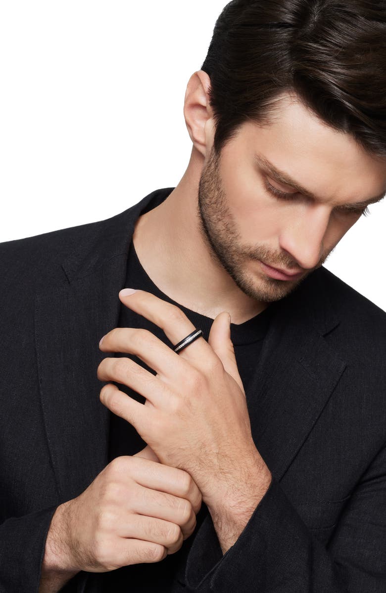 David Yurman Streamline<sup>®</sup> Band Ring in Black Titanium with Diamond, 6mm, Alternate, color,