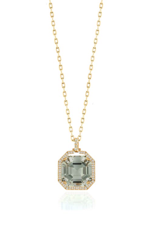 Goshwara Gossip Asscher Cut Stone & Pavé Diamond Pendant Necklace In Green