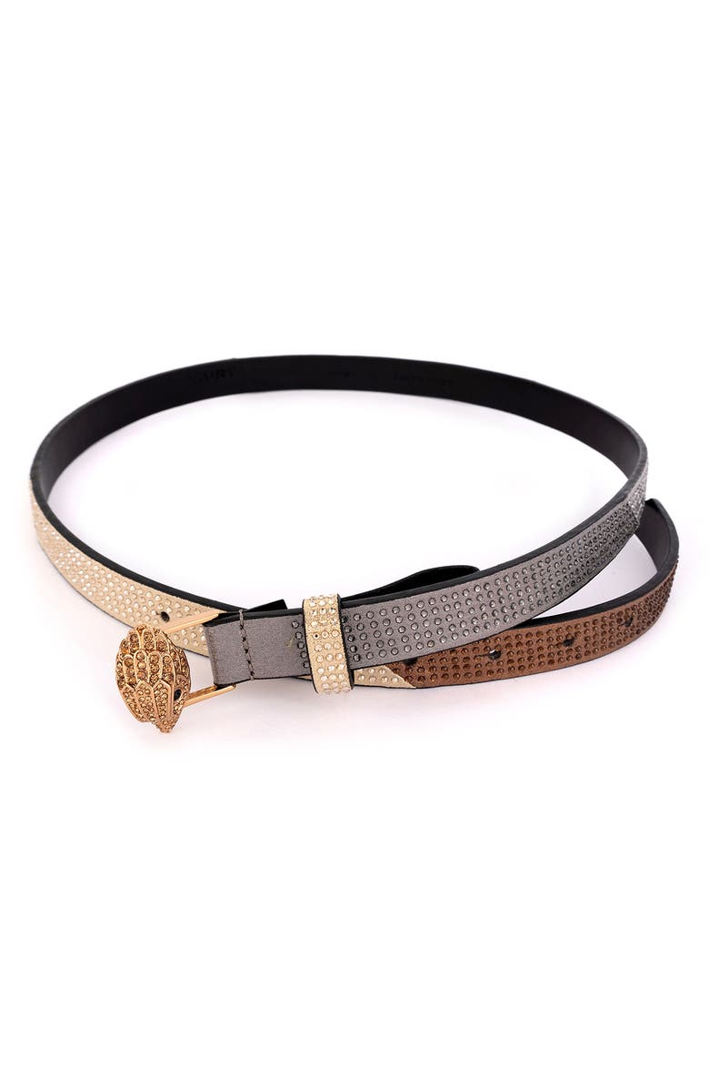 Kurt Geiger London Neutral Metallic Crystal Belt, Alternate, color,
