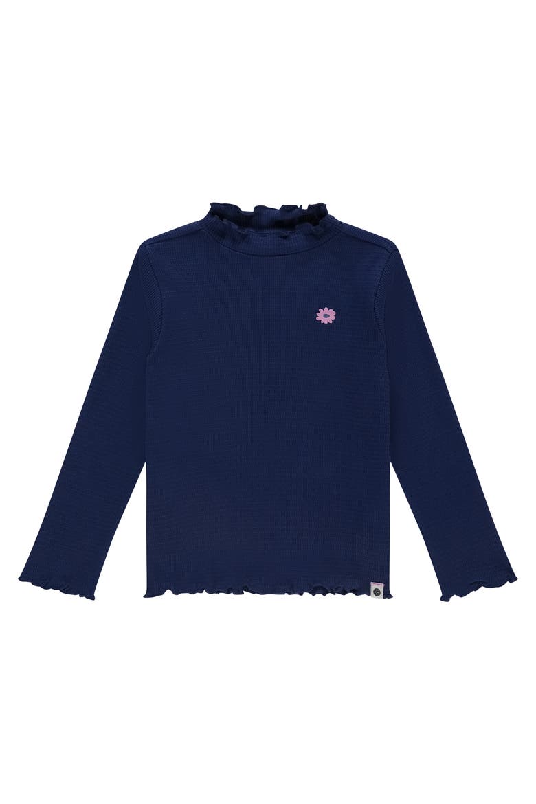 Ribbed Mock Neck Long Sleeve Shirt, Main, color, Navy