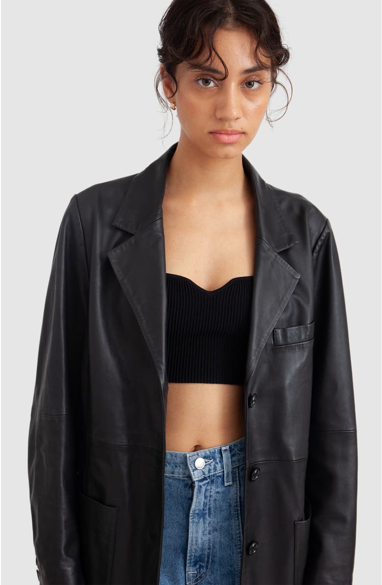 HYER GOODS Deadstock Leather Relaxed Fit Blazer, Alternate, color, 