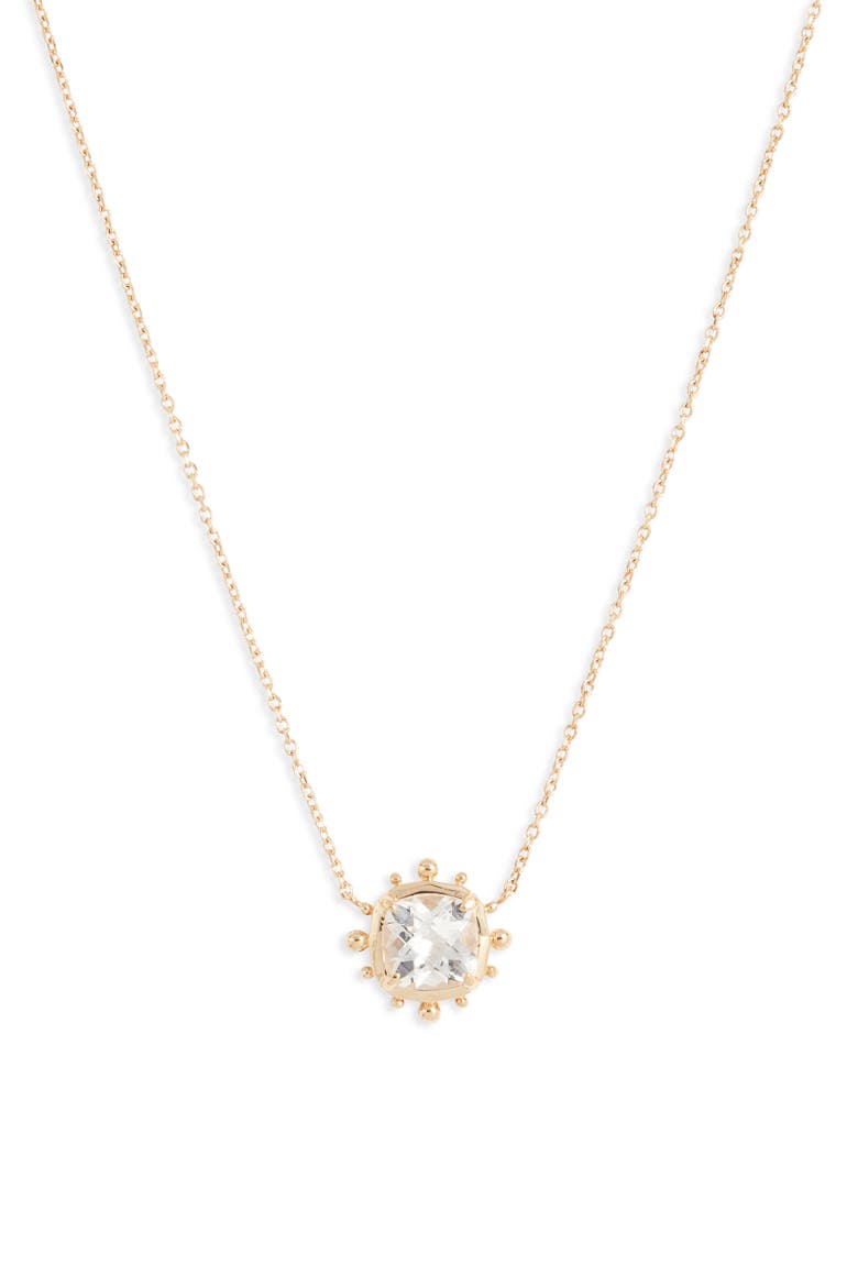 Dew Drop Avery White Topaz Pendant Necklace, Main, color, CLEAR