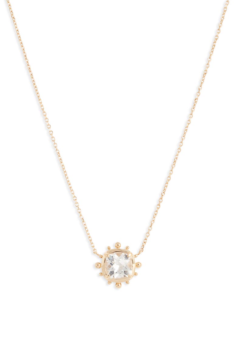 Anzie Dew Drop Avery White Topaz Pendant Necklace, Main, color, Clear