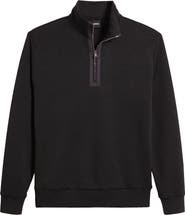 スウェット・トレーナー BOSS H-Sidney Half Zip Cotton Sweatshirt Black Hugo Boss Men's Big and Tall Sidney Jersey Quarter Zip