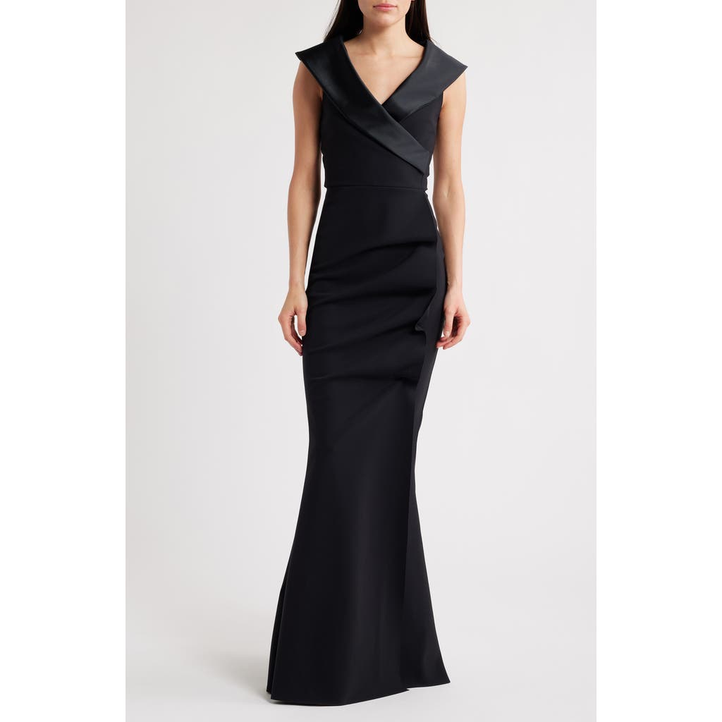 Chiara Boni La Petite Robe Giy Satin Trim Mermaid Gown In Nero