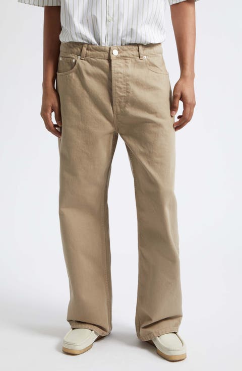 Large Fit Wide Leg Jeans (Beige Taupe)