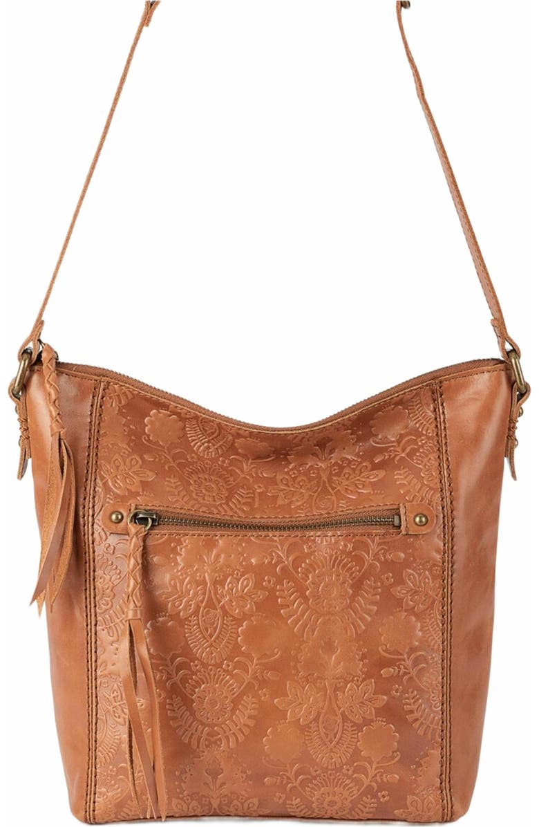 The Sak Ashland Leather Crossbody Bag, Alternate, color, Tobacco Floral Emboss
