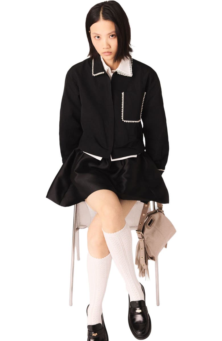 maje Taffeta shirt, Alternate, color, Black