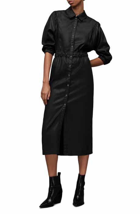 Osa Coated Denim Midi Shirtdress