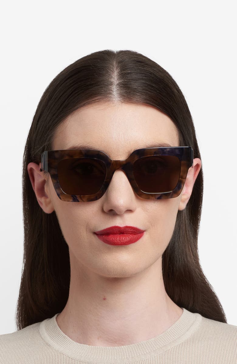 Carolina Herrera Her 49mm Square Sunglasses, Alternate, color, Blue Havana/ Gold Sp