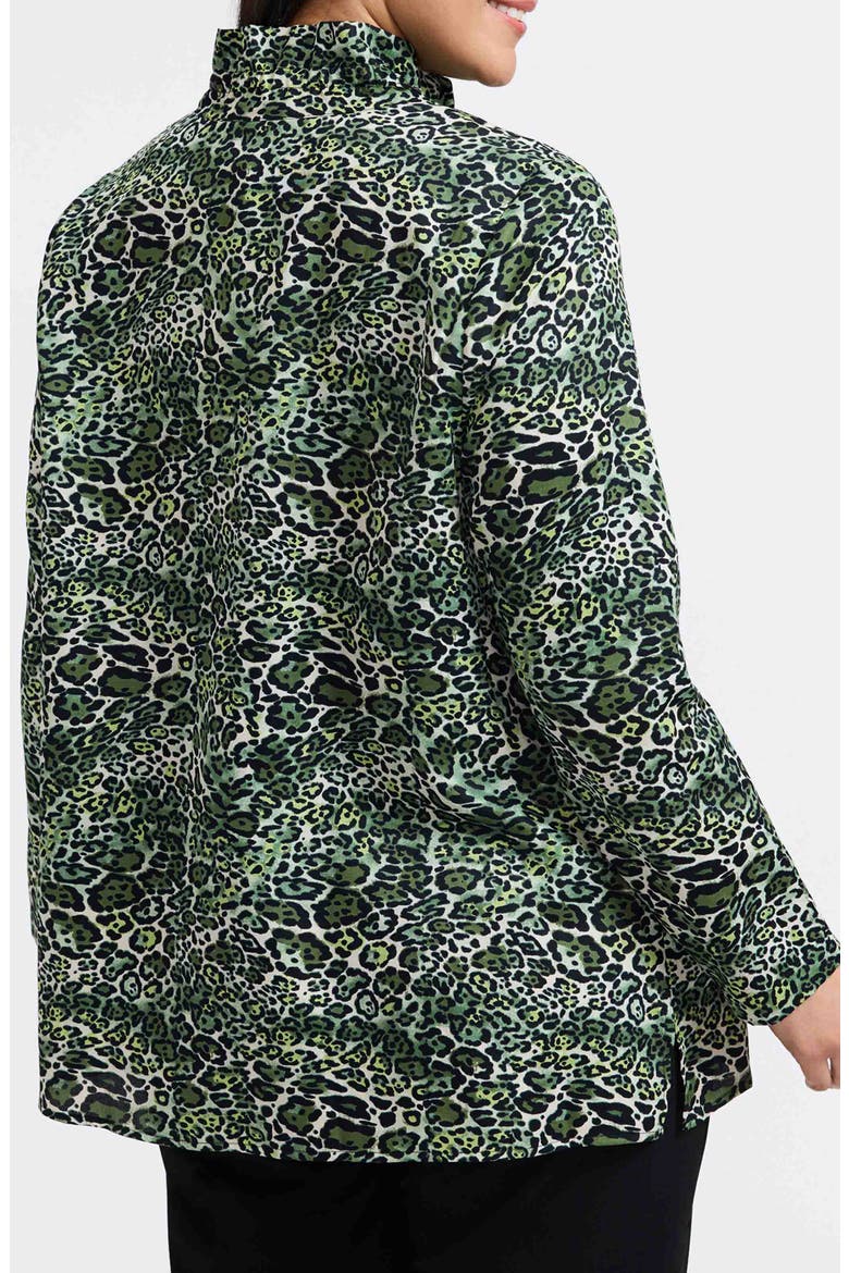 Carolina Leopard Print Cotton Sateen Button-Up Shirt, Alternate, color, BASIL GREEN/ MULTI