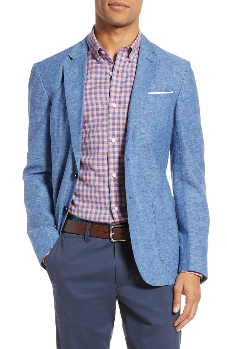 1901 Extra Trim Fit Chambray Sport Coat, Main, color,