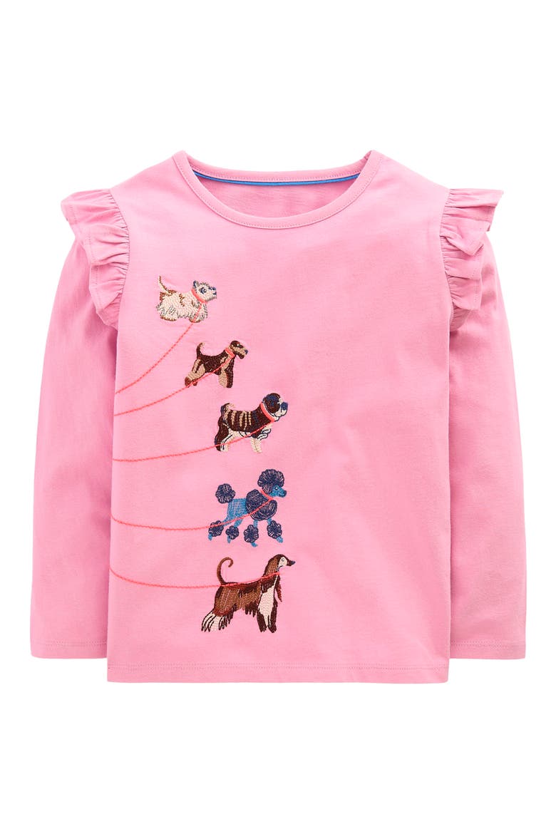 Kids' Embroidered Long Sleeve T-Shirt, Main, color, SOFT LAVENDER DOGS