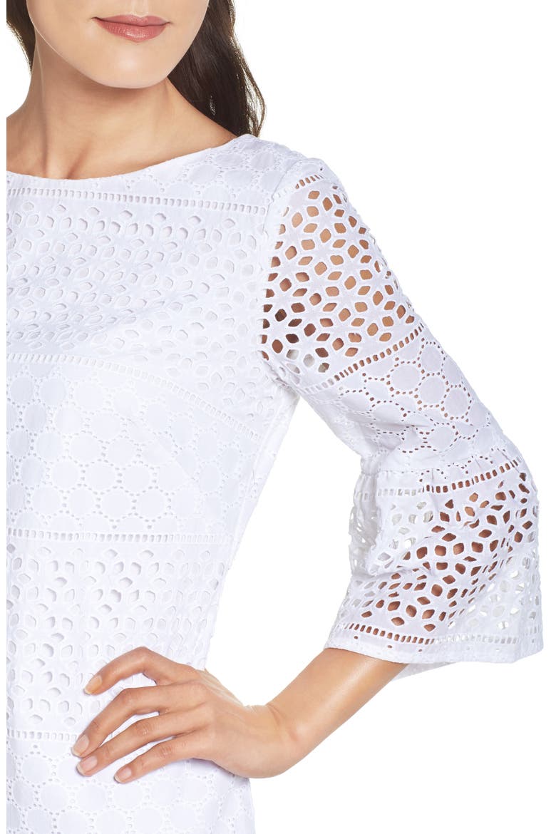 Eyelet A-Line Dress, Alternate, color, IVORY