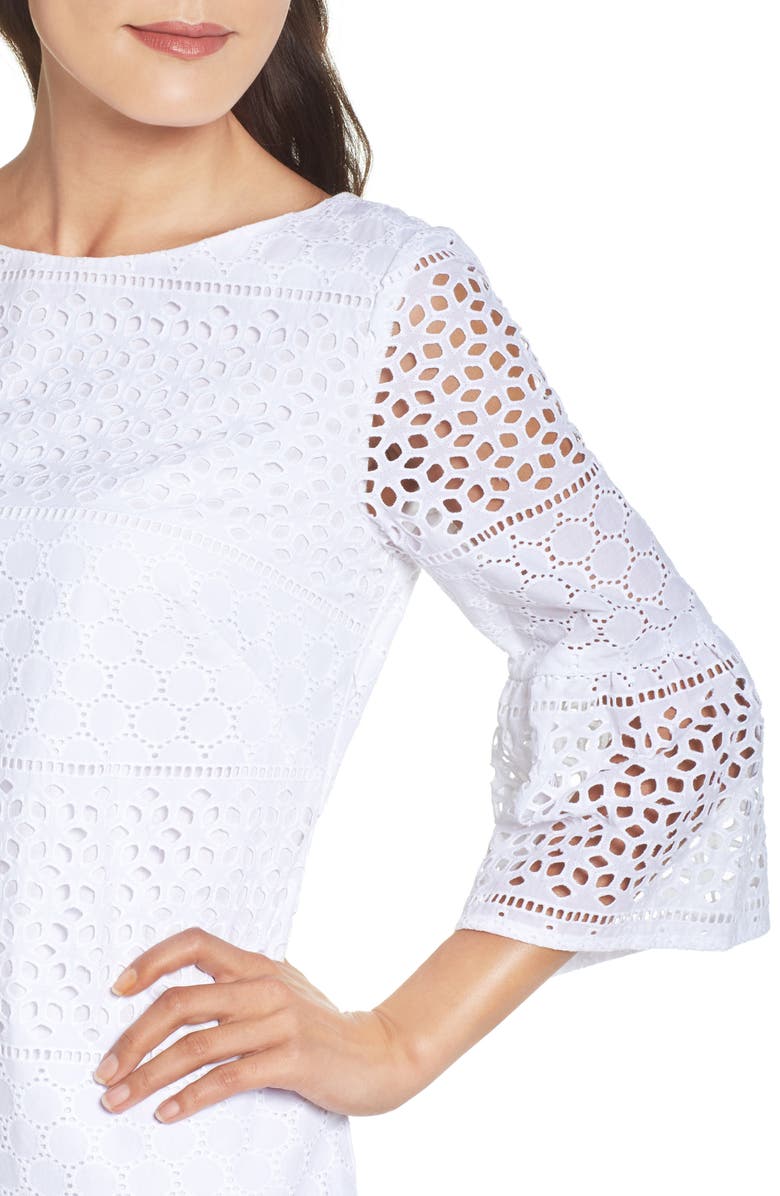 Vince Camuto Eyelet A-Line Dress, Alternate, color, 