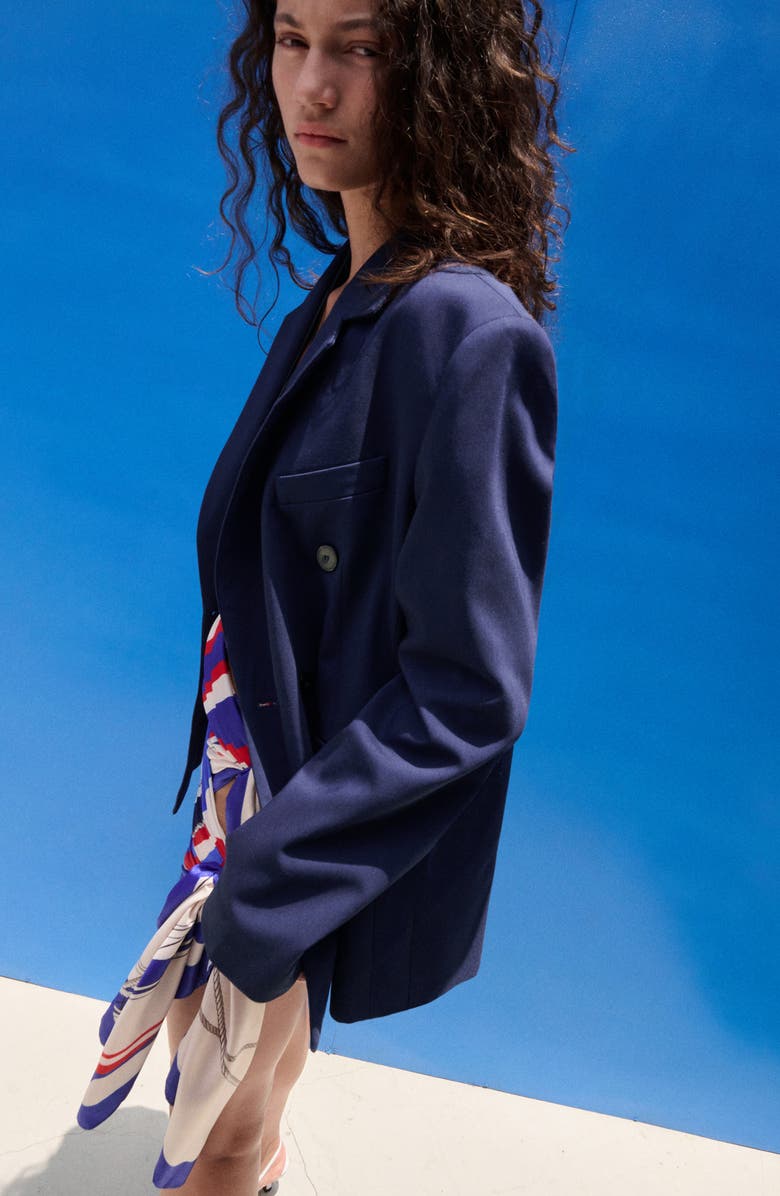 MANGO Double Breasted Suit Blazer, Alternate, color, Blue