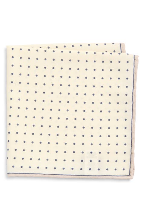 Polka Dot Wool 
Cotton Muslin Pocket Square