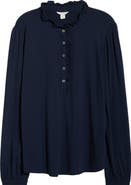 Caslon® Ruffle Detail Long Sleeve Henley
