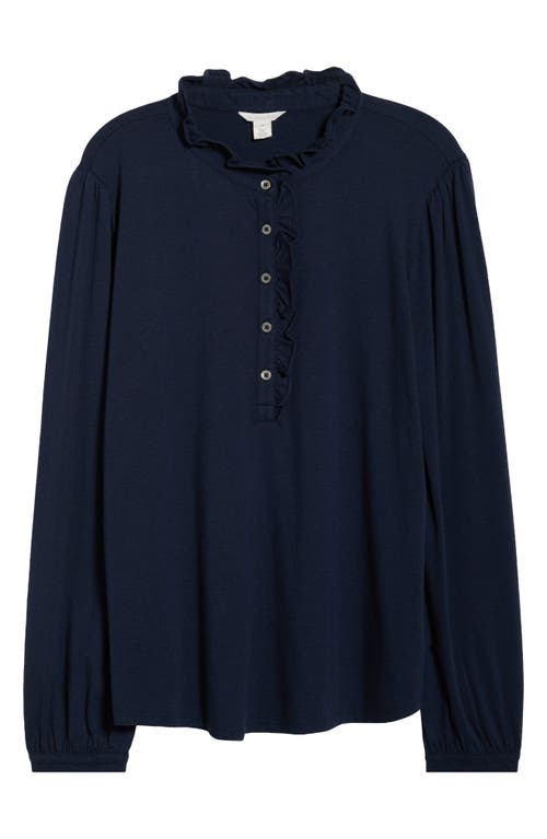 Caslonr Caslon(r) Ruffle Detail Henley Shirt In Blue