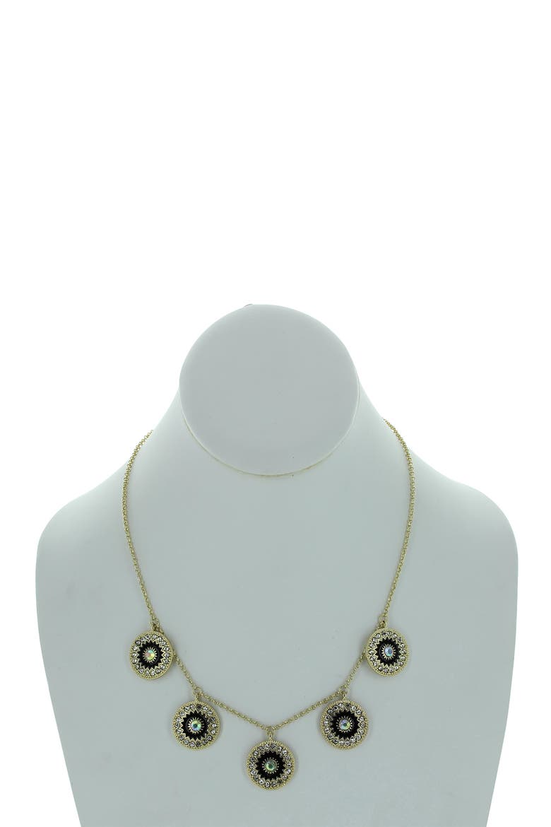 Shimmery Disc Bib Necklace, Main, color, BLACK