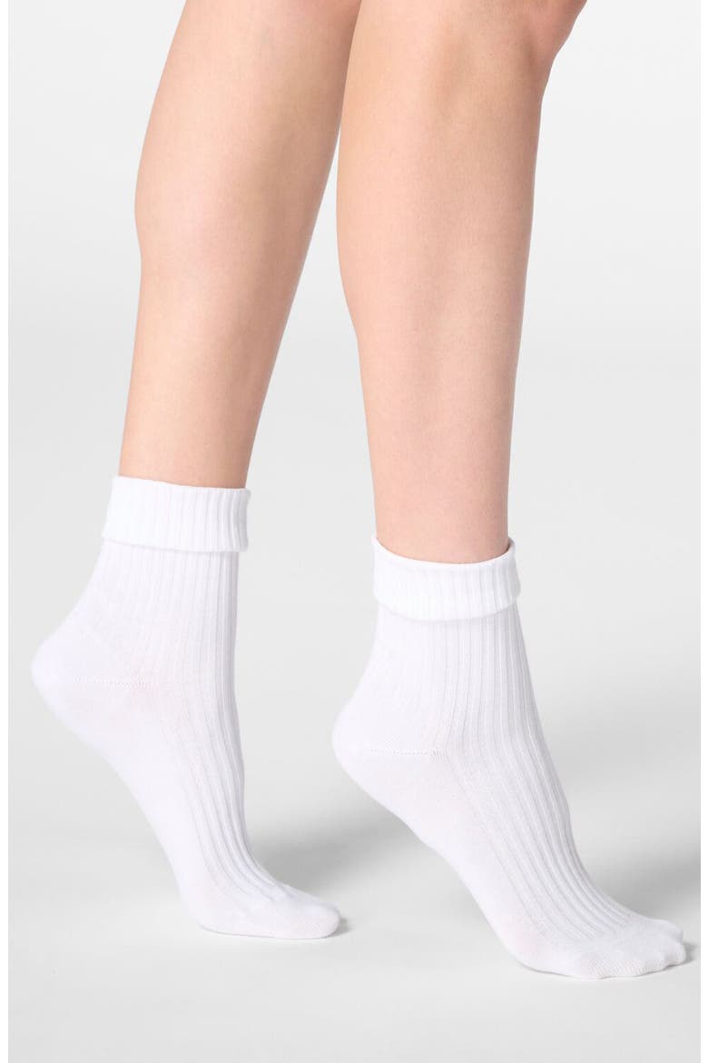 Cotton Blend Rib Crew Socks, Main, color, WHITE