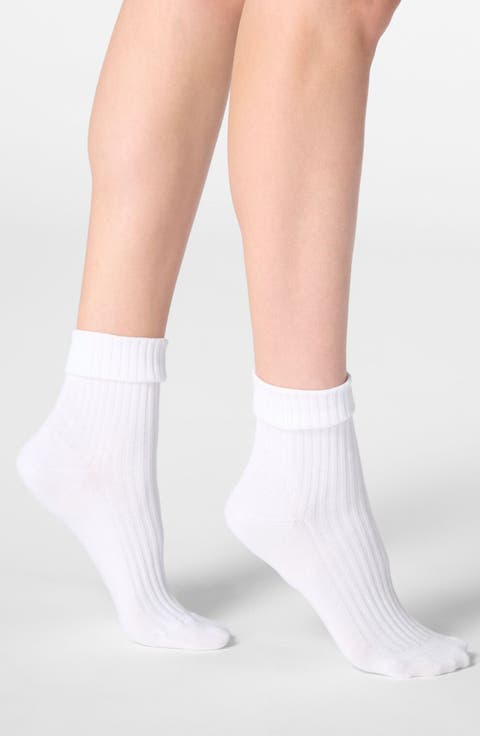 Cotton Blend Rib Crew Socks