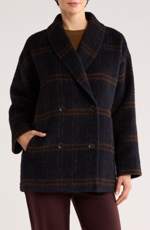 Shawl Collar Alpaca & Wool Blend Coat