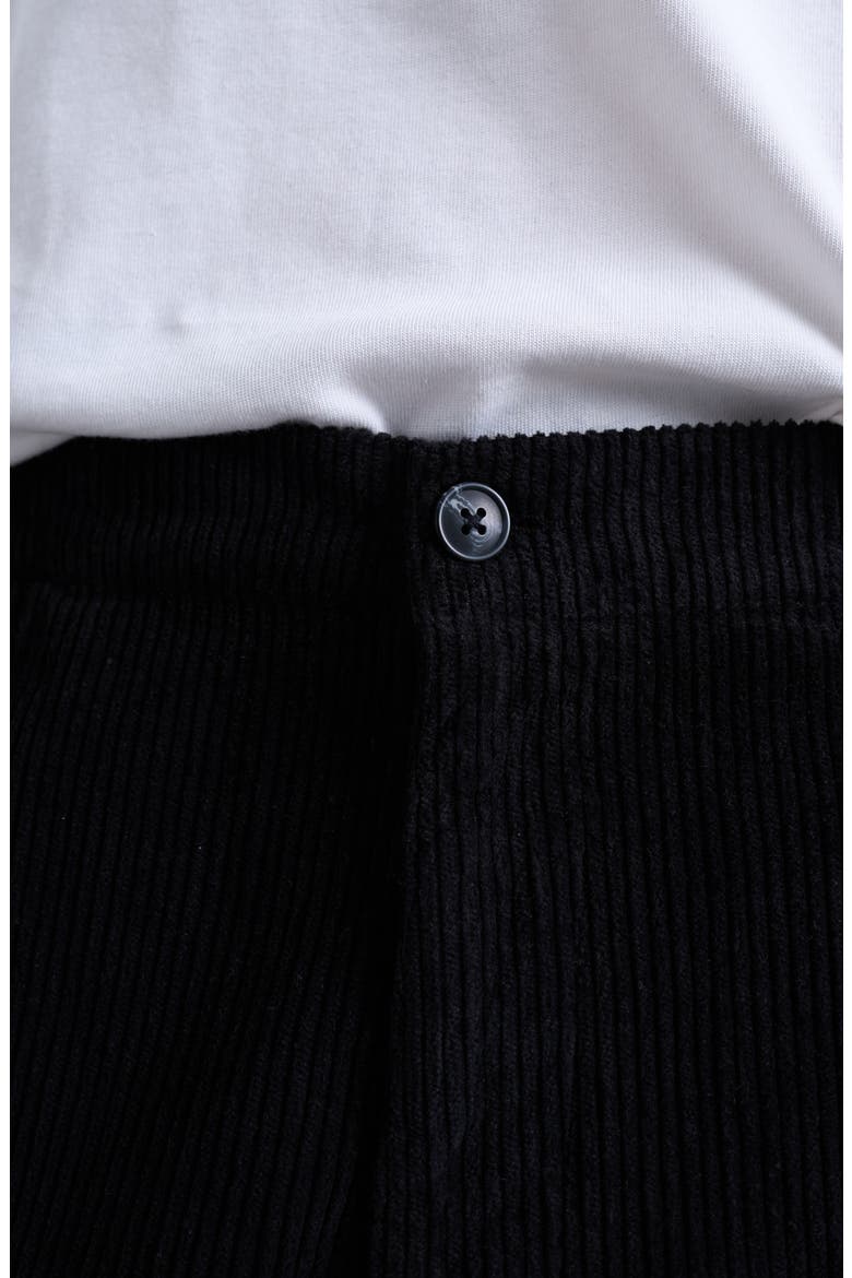 Flat Front Tapered Cotton Corduroy Pants, Alternate, color, BLACK