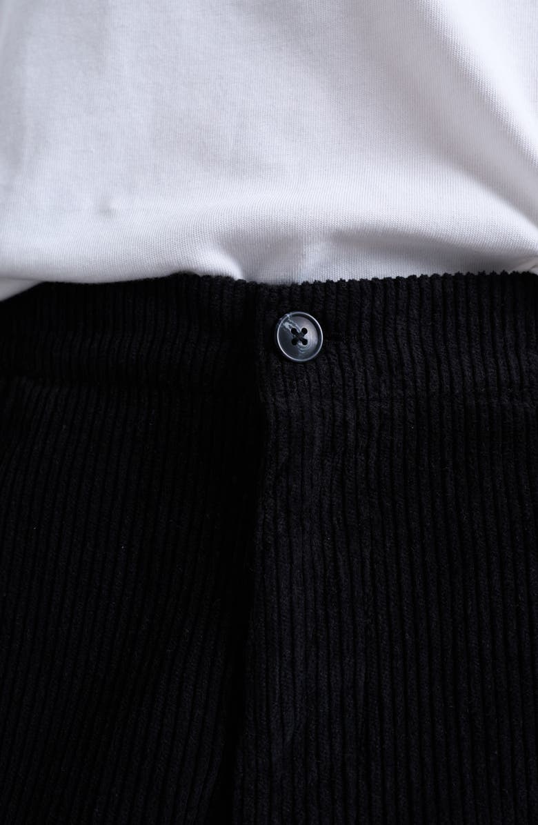 Topman Flat Front Tapered Cotton Corduroy Pants, Alternate, color, Black