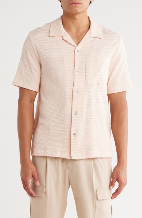 Cotton Blend Seersucker Camp Shirt