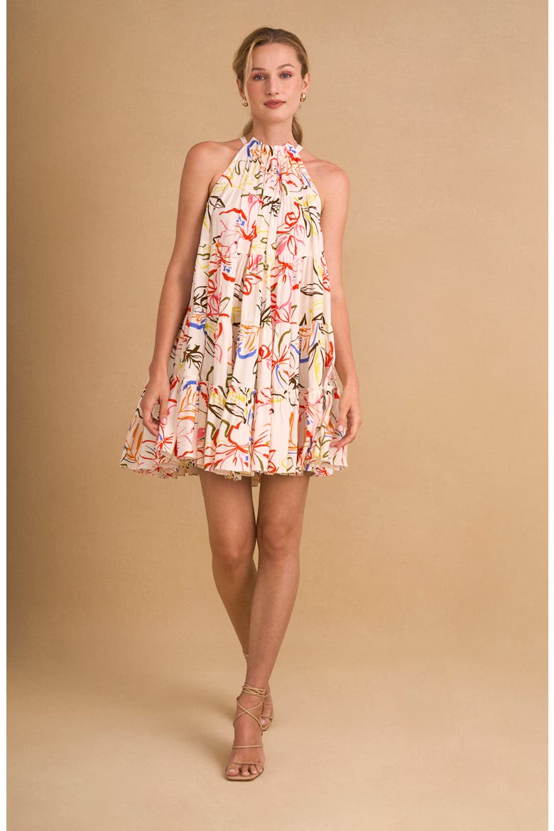 Floral Tiered Trapeze Dress, Alternate, color, NEW IVORY