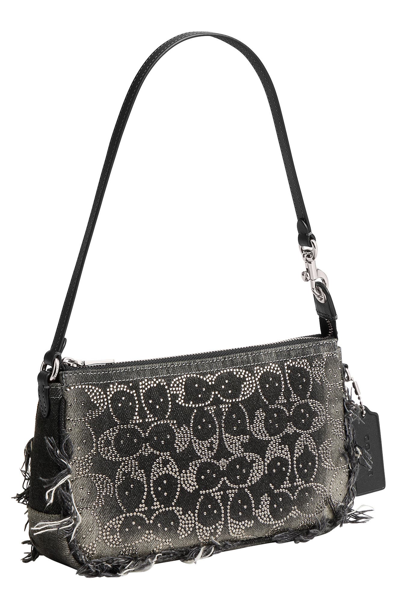 Loved Crystal Signature Denim Plaza Bag, Alternate, color, LH/ BLACK
