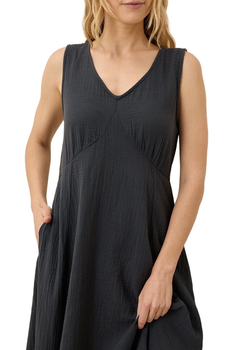 Organic Cotton Double Gauze Beach To Brunch Dress, Alternate, color, Black