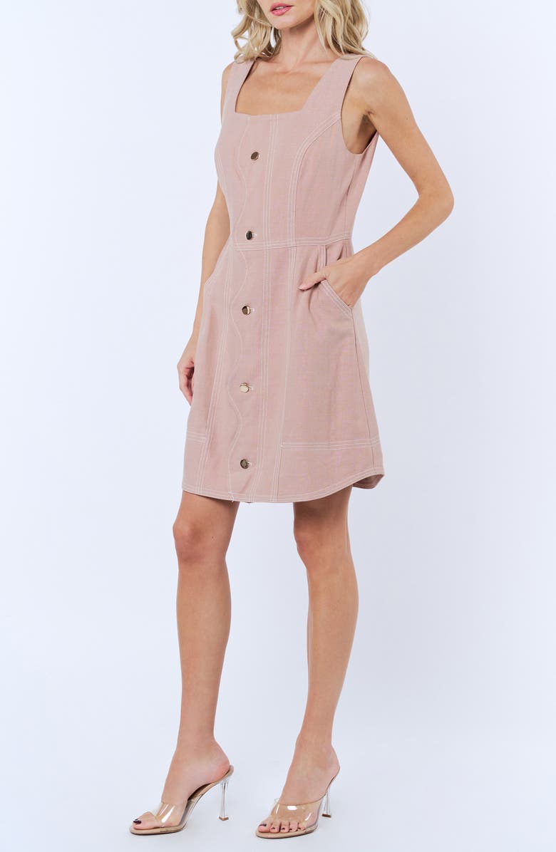 CIEBON Alanni Topstitch Detail Cotton Blend Dress, Alternate, color, Clay