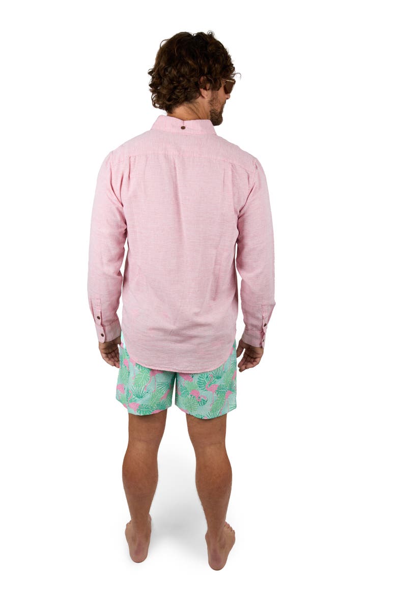 The Rosé Blusher - Long Sleeve Pink Linen Shirt, Alternate, color, Light Pink