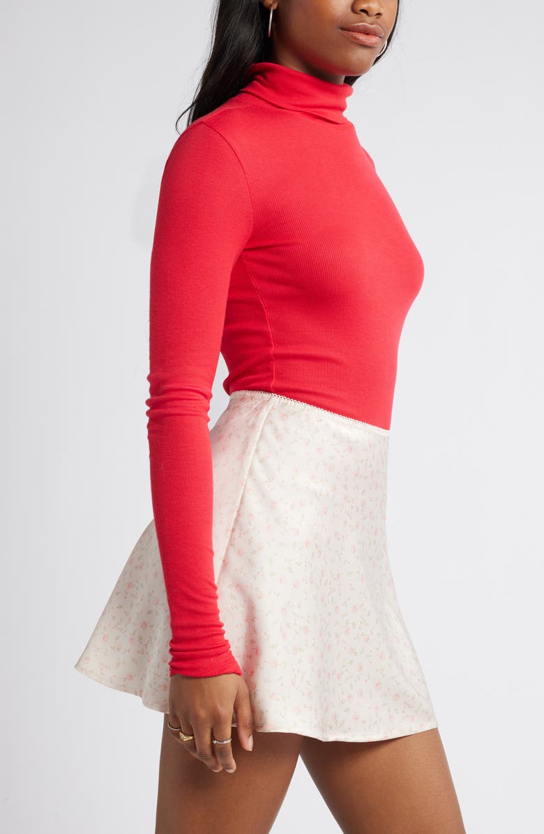 BP. Turtleneck Rib Top, Alternate, color, Red Lipstick