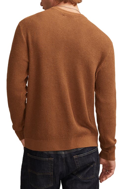 Lucky Brand Waffle Cotton & Linen Crewneck Sweater In Brown