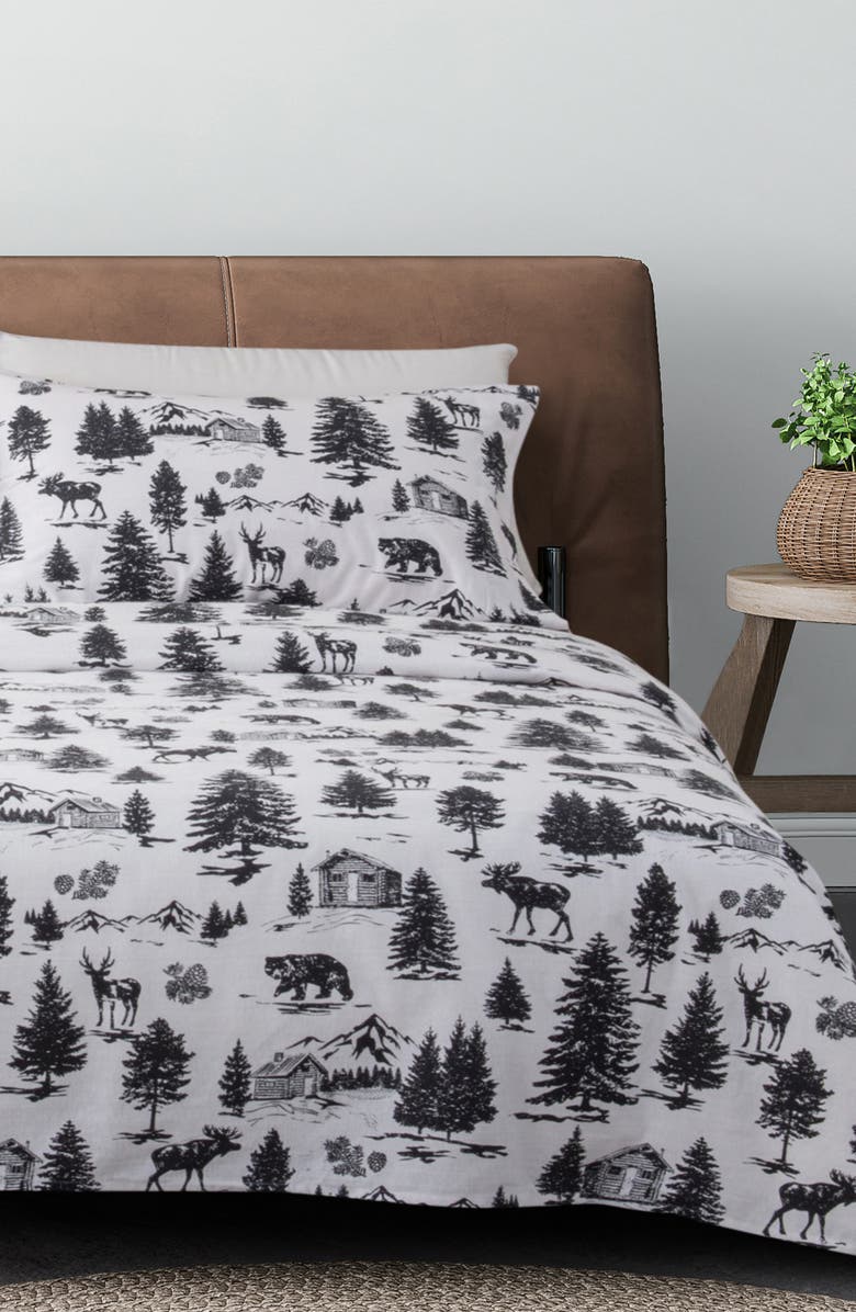 Woven & Weft Turkish Cotton Holiday Print Sheet Set, Main, color, December Frost