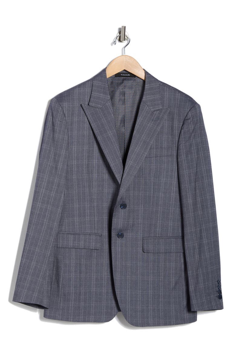 Slim Fit Tonal Windowpane Plaid Blazer, Alternate, color, BLUE