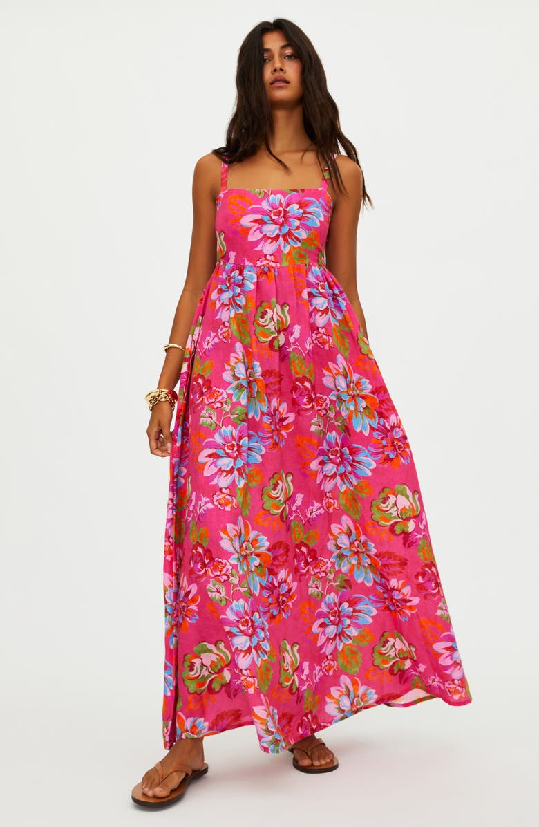 Beach Riot Rianne Floral Cotton & Linen Cover-Up Maxi Dress, Alternate, color, Sugar Bloom