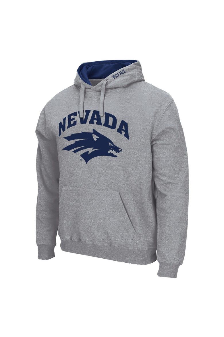 Men's Colosseum Heathered Gray Nevada Wolf Pack Arch and Logo Pullover Hoodie, Alternate, color, Heather Gray