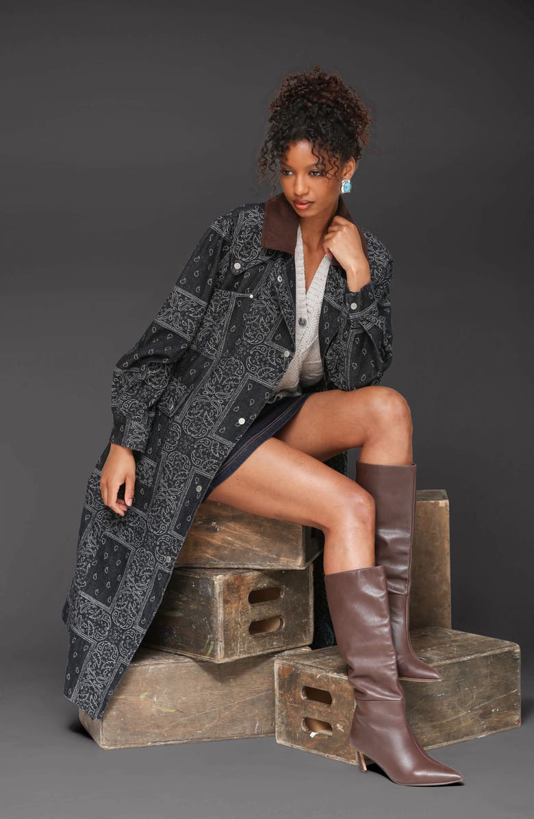 Avec Les Filles Patchwork Asymmetric Utility Coat, Alternate, color, Indigo Paisley