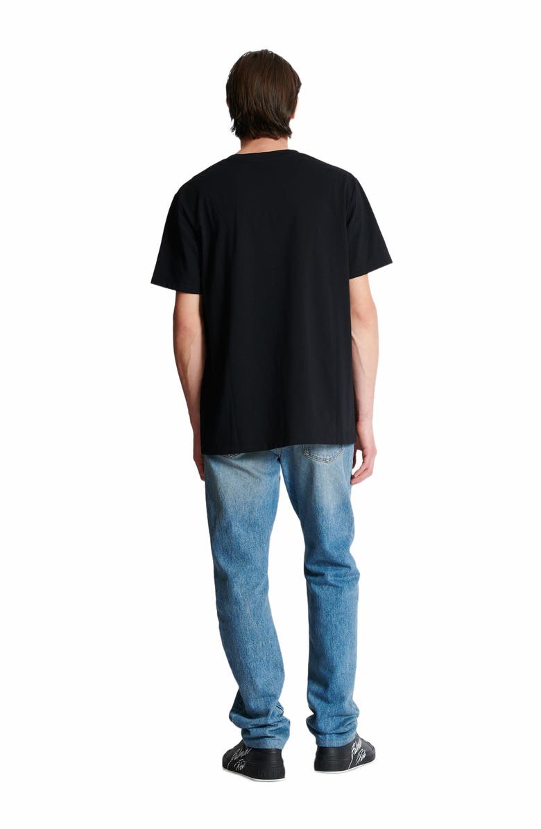 Balmain T-Shirt With Flocked Balmain Letter Logo, Alternate, color,