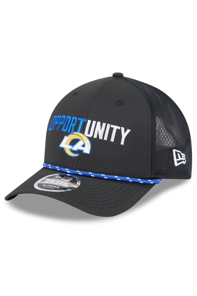 Men's New Era Black Los Angeles Rams 2025 Inspire Change 9FORTY M-Crown Adjustable Hat, Alternate, color, Black