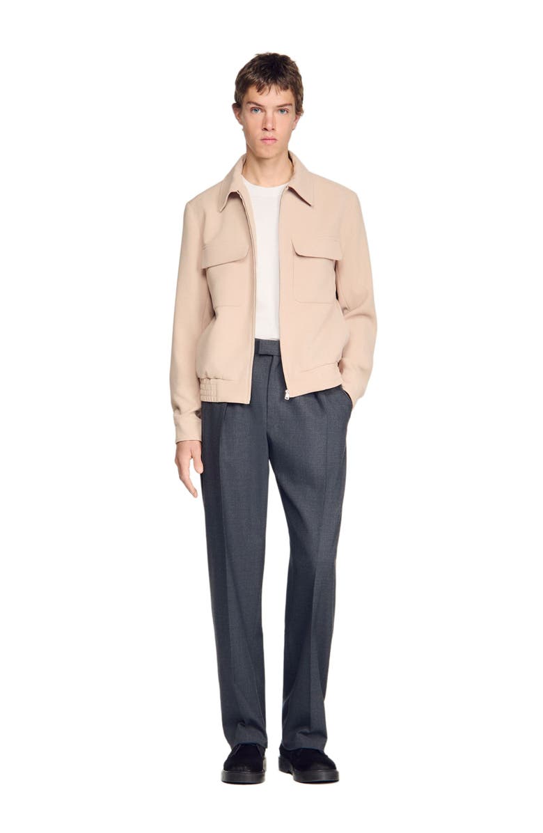 SANDRO Waffle-effect zip-up jacket, Alternate, color, Cappucino
