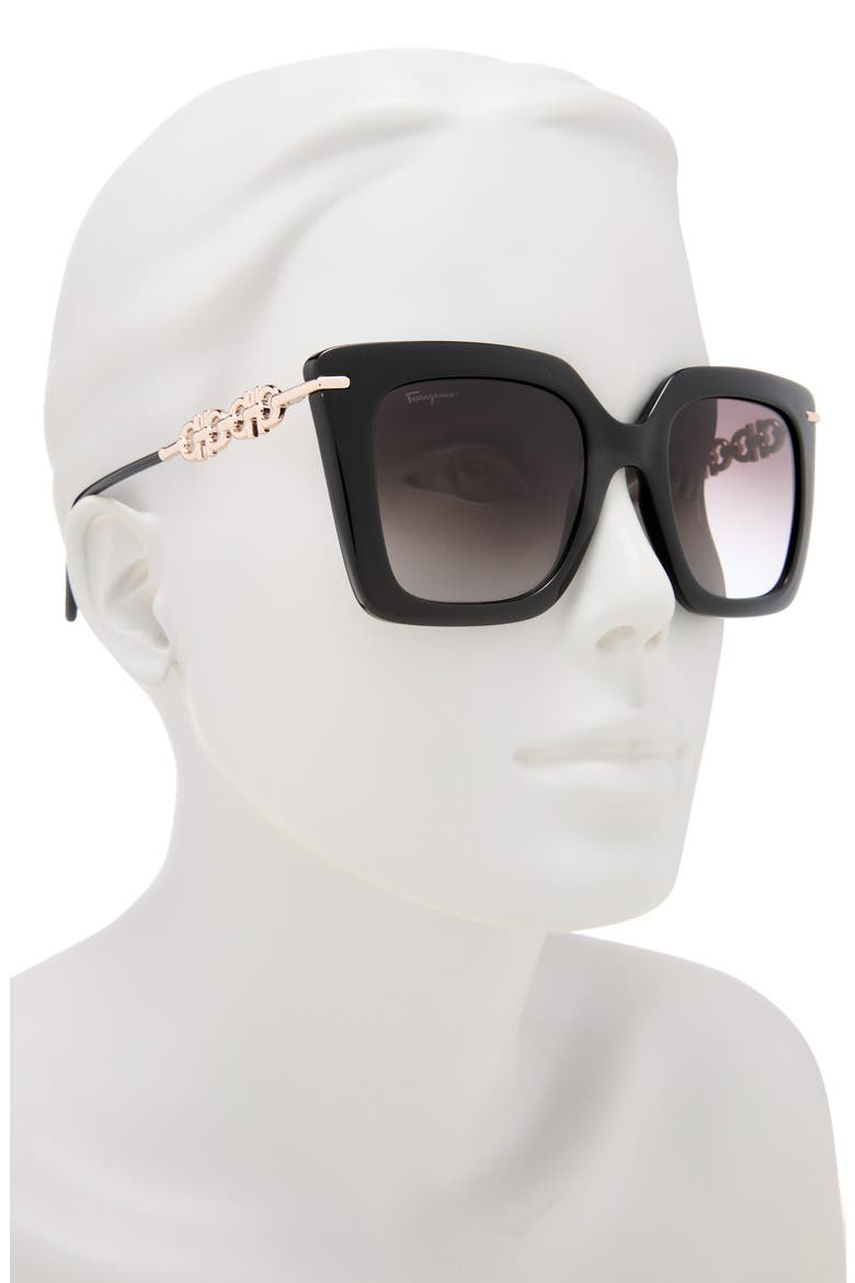 Gancini 51mm Rectangular Sunglasses, Alternate, color, BLACK
