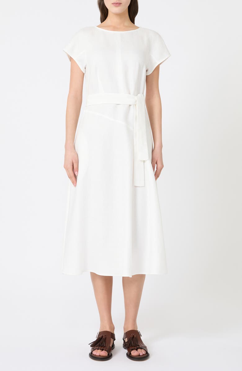 Weekend Max Mara Esordio Linen Midi Dress, Main, color, White