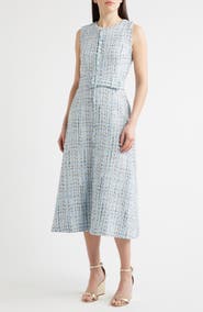 Anne Klein Center Seam Tweed Midi Dress